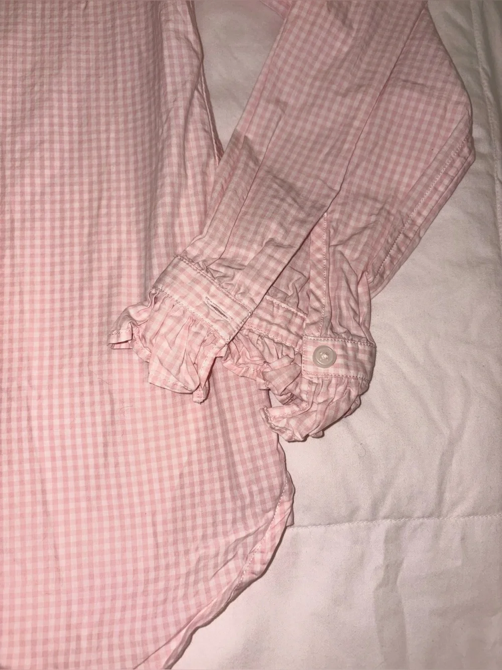 J.Crew Classic-Fit Ruffleneck Gingham Shirt Pink – Size 4